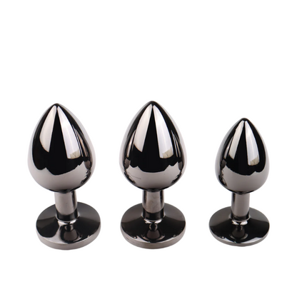 Aluminium Alloy Anal Plug Set Black (3 sizes: S, M, L)